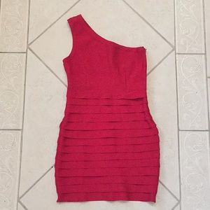 Red One shoulder ruffled cocktail